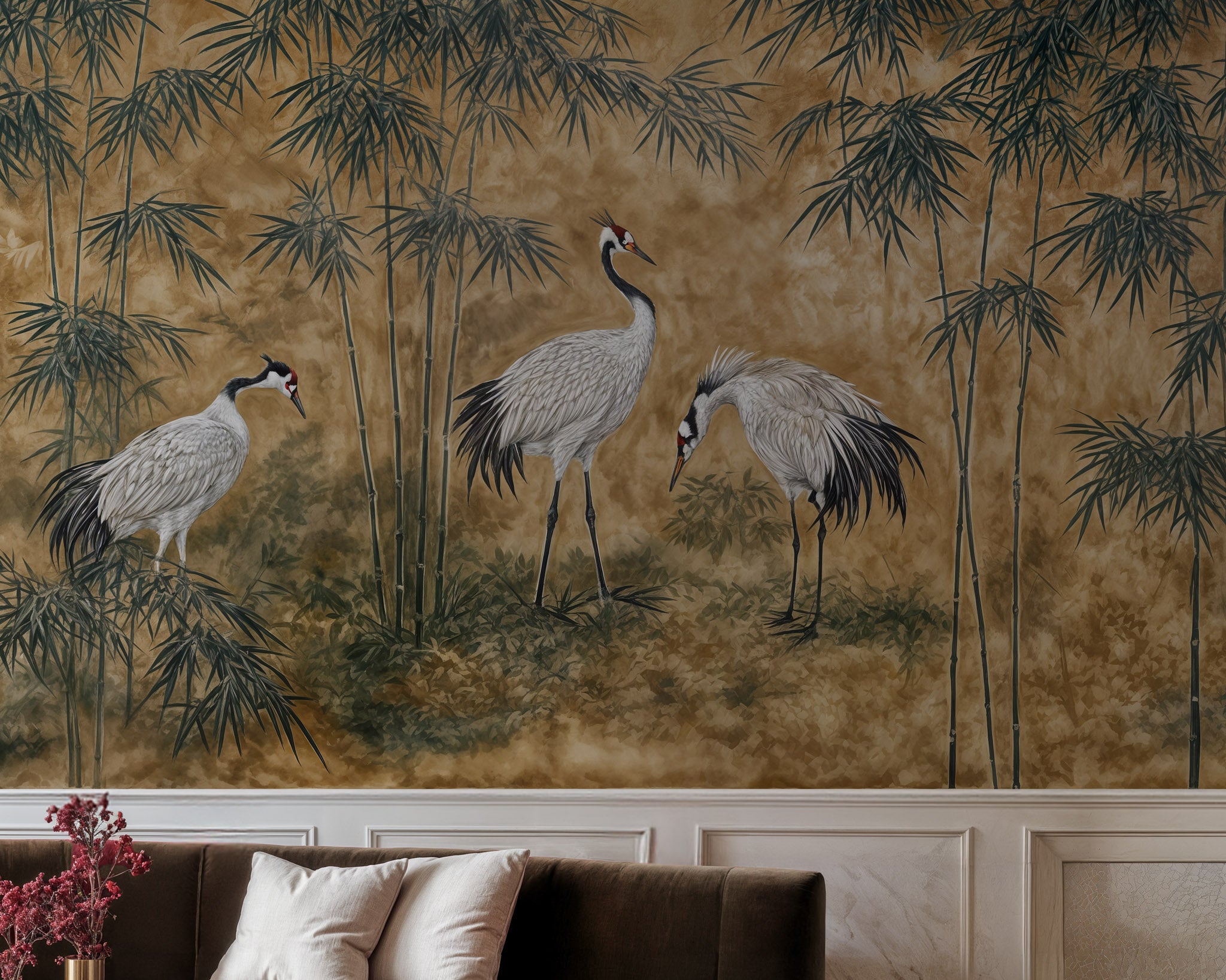 Cranes & Bamboo Harmony
