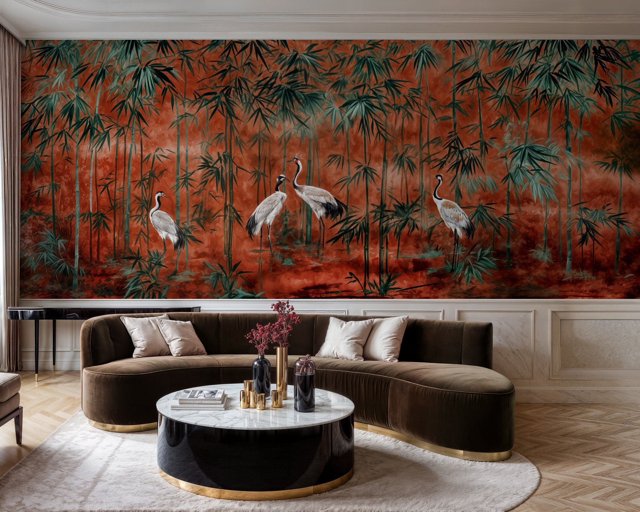 Cranes & Bamboo Harmony